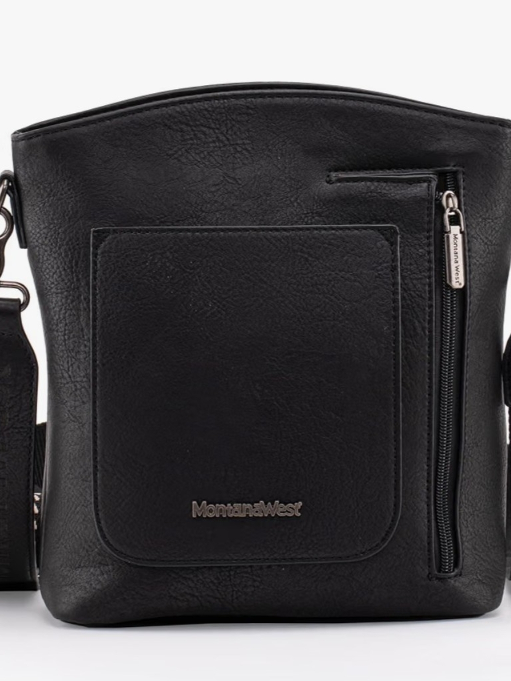 Montana West Black Crossbody Bag with Detachable Patterned Strap - Picture 2 of 12